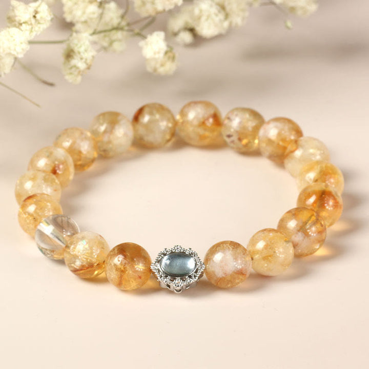 Pulsera de prosperidad con cuarzo rutilado y citrino natural de Buddha Stones