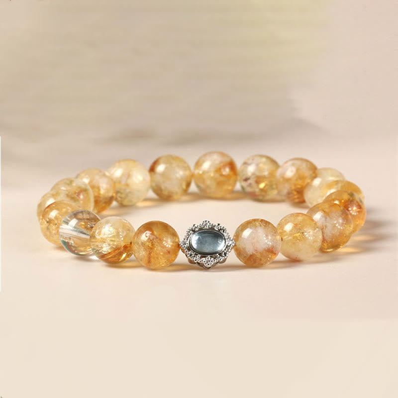 Pulsera de prosperidad con cuarzo rutilado y citrino natural de Buddha Stones