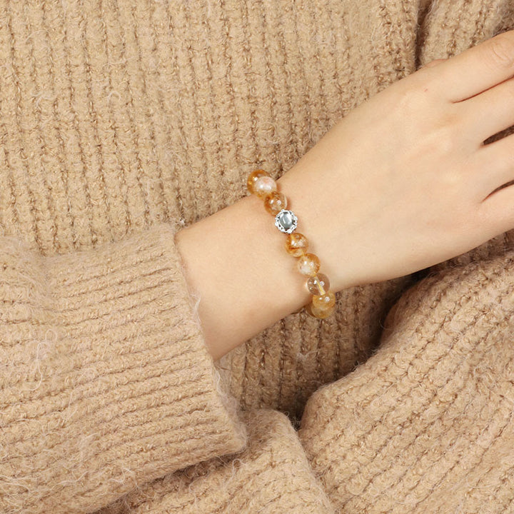 Pulsera de prosperidad con cuarzo rutilado y citrino natural de Buddha Stones