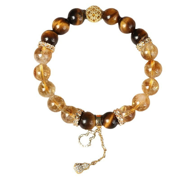 Pulsera de fuerza con calabaza de la suerte y cuentas de citrino y ojo de tigre natural de Buddha Stones