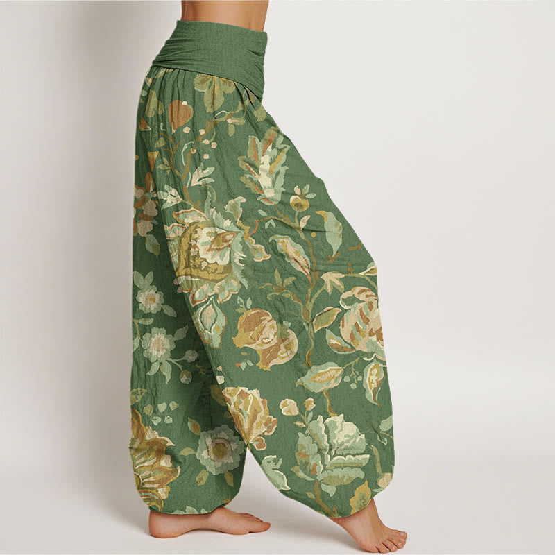 Pantalones bombachos de cintura elástica para mujer, de algodón, estilo casual, con diseño de capullos de flores y Buddha Stones. - image 6