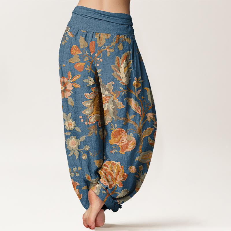 Pantalones bombachos de cintura elástica para mujer, de algodón, estilo casual, con diseño de capullos de flores y Buddha Stones. - image 8