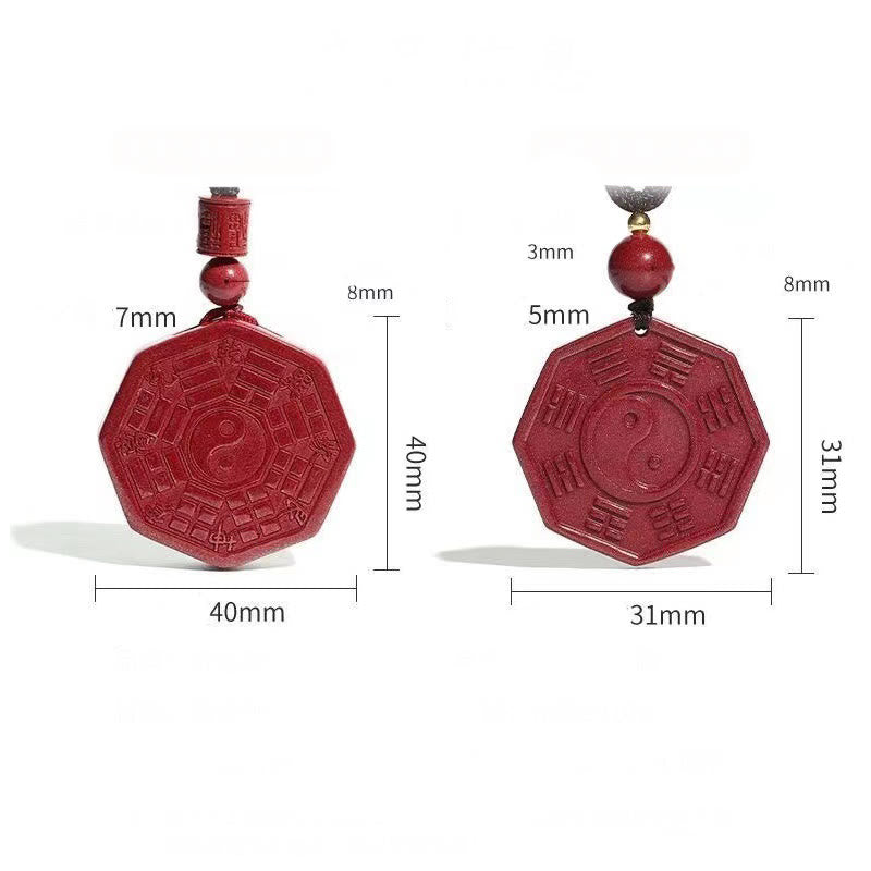 Colgante de collar con carácter tranquilo de Taishang Laojun Fu con Buddha Stones y cinabrio natural Bagua