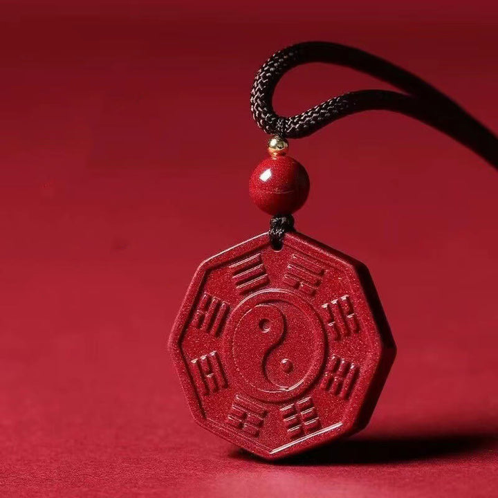 Colgante de collar con carácter tranquilo de Taishang Laojun Fu con Buddha Stones y cinabrio natural Bagua
