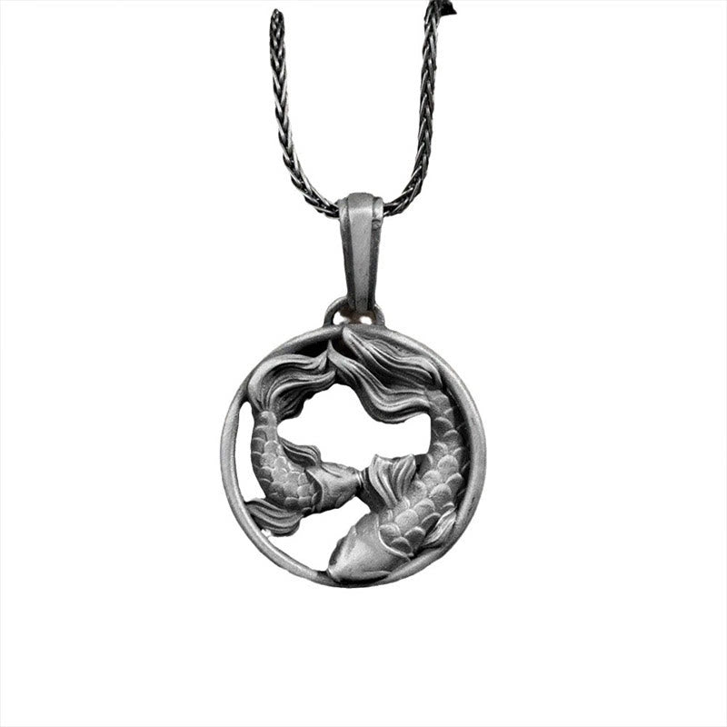 Collar con colgante de riqueza con pez koi doble de Piscis y estaño puro de piedras de Buddha Stones - image 4