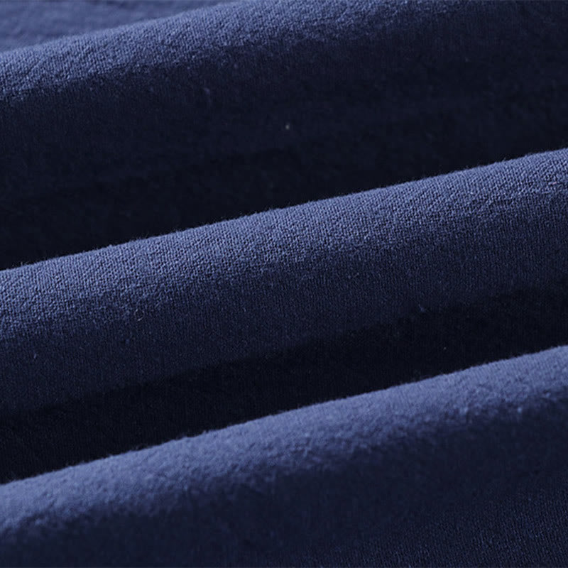 Camisa de lino y algodón con un botón y manga tres cuartos de color liso para hombre con Buddha Stones - image 7