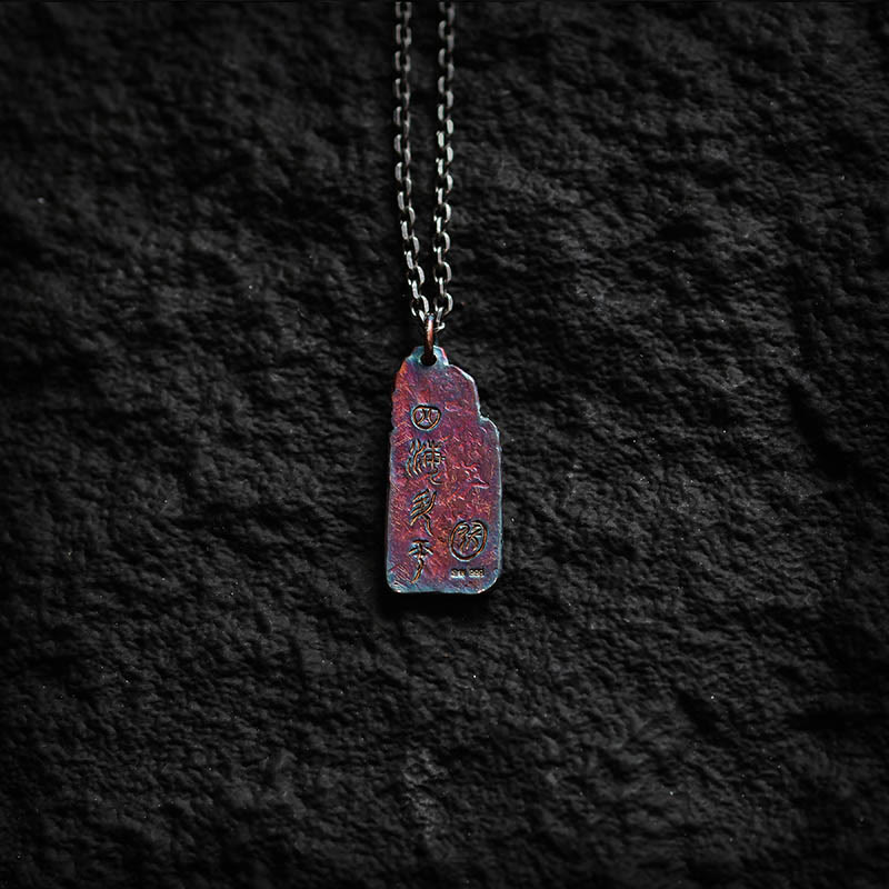 Collar con colgante de equilibrio de sol y ondas de oro de 24 k y plata de ley 999 con Buddha Stones
