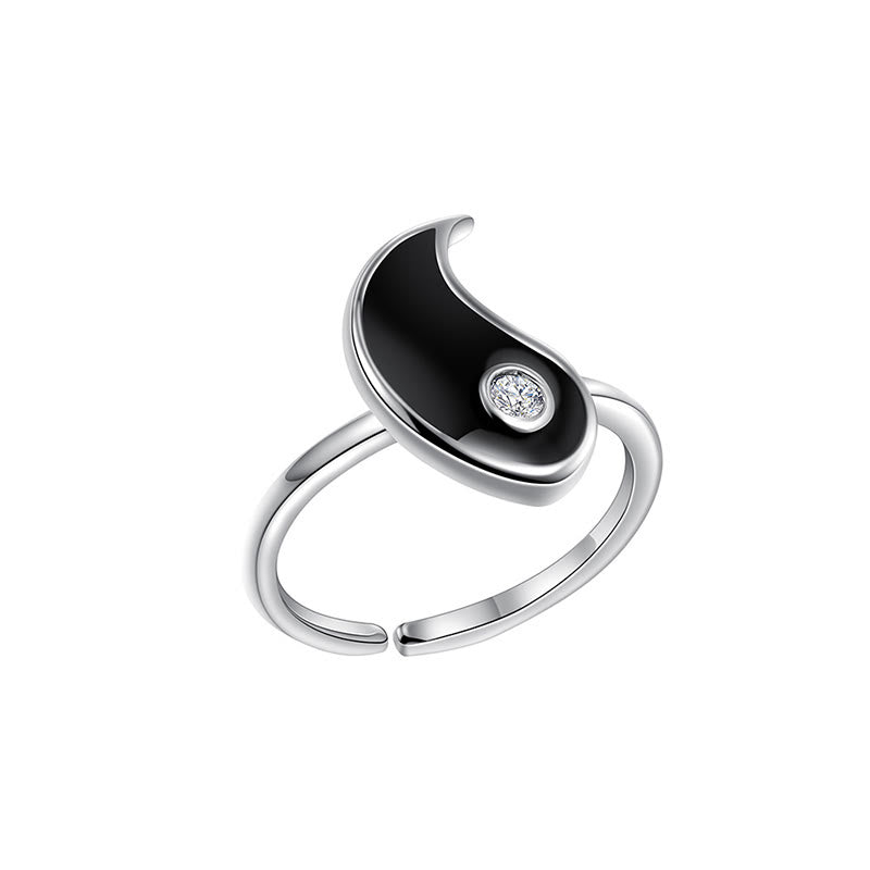 Anillo de equilibrio de acero y titanio con Buddha Stones y Yin Yang para parejas