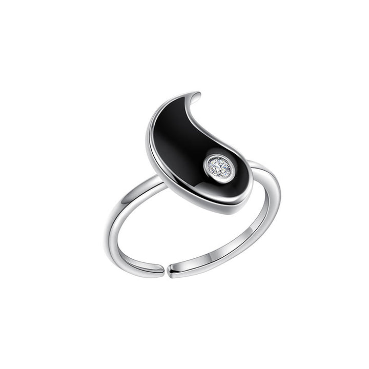 Anillo de equilibrio de acero y titanio con Buddha Stones y Yin Yang para parejas