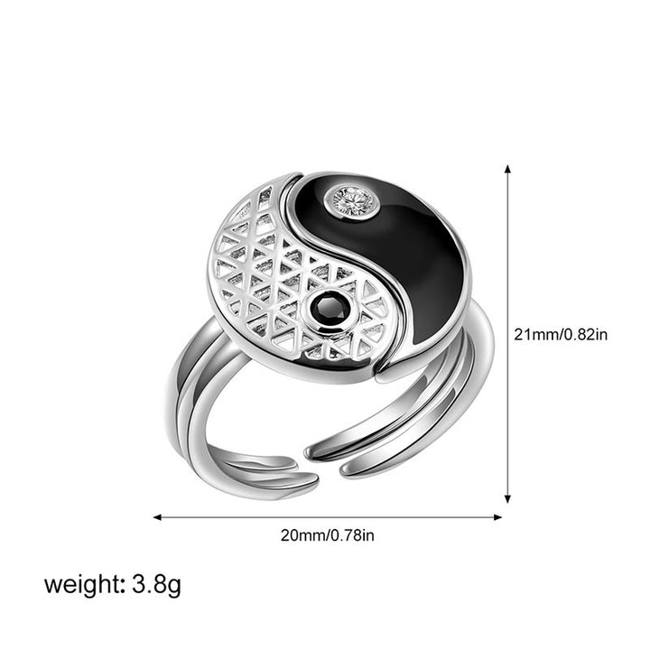 Anillo de equilibrio de acero y titanio con Buddha Stones y Yin Yang para parejas