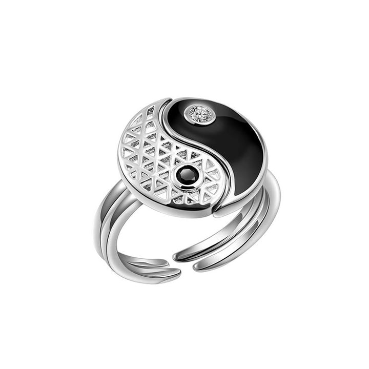 Anillo de equilibrio de acero y titanio con Buddha Stones y Yin Yang para parejas