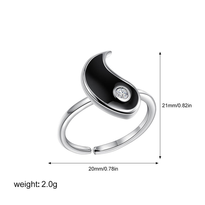 Anillo de equilibrio de acero y titanio con Buddha Stones y Yin Yang para parejas