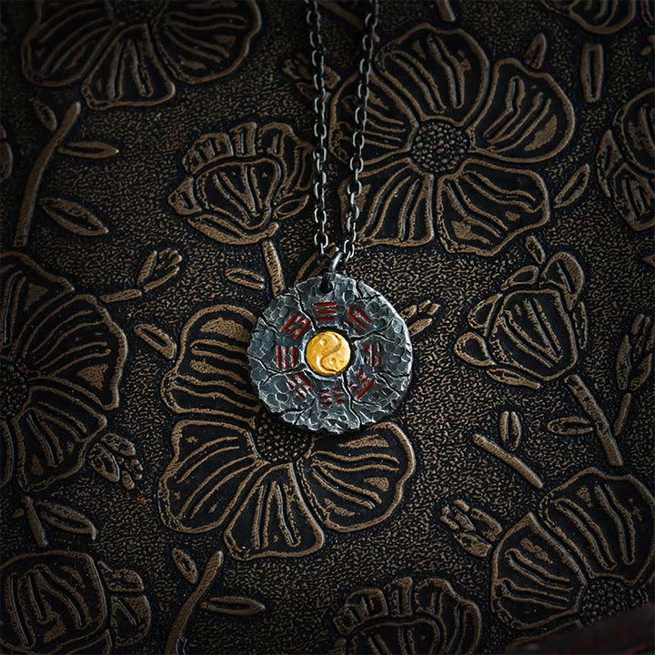 Collar con colgante de armonía con diseño de Yin Yang, Tai Chi, Bagua, oro de 24 quilates y plata de ley 999 con Buddha Stones - Cadena de acero de titanio y plata de ley 999 - image 9
