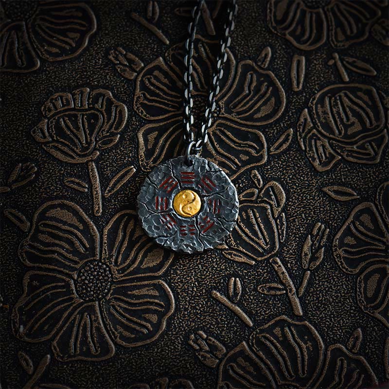 Collar con colgante de armonía con diseño de Yin Yang, Tai Chi, Bagua, oro de 24 quilates y plata de ley 999 con Buddha Stones - Cadena de plata y plata de ley 999 - image 11