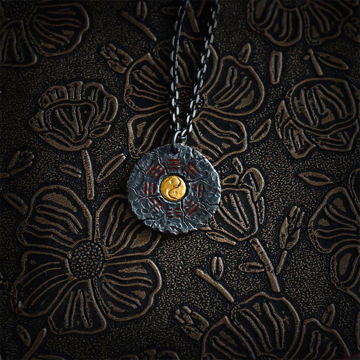 Collar con colgante de armonía con diseño de Yin Yang, Tai Chi, Bagua, oro de 24 quilates y plata de ley 999 con Buddha Stones - Cadena de plata y plata de ley 999 - image 11