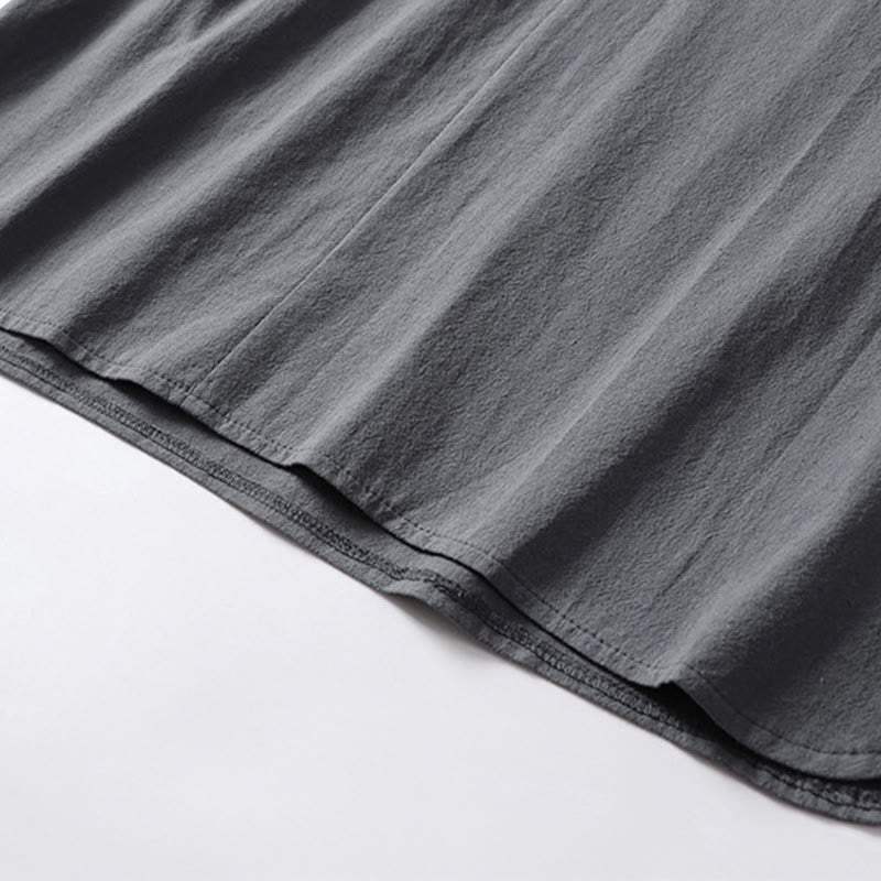 Camisa de algodón para hombre con cuello en V, manga tres cuartos, dos botones y color liso, informal, con Buddha Stones - image 9