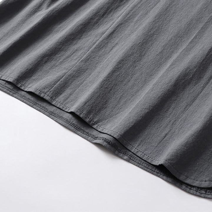 Camisa de algodón para hombre con cuello en V, manga tres cuartos, dos botones y color liso, informal, con Buddha Stones - image 9