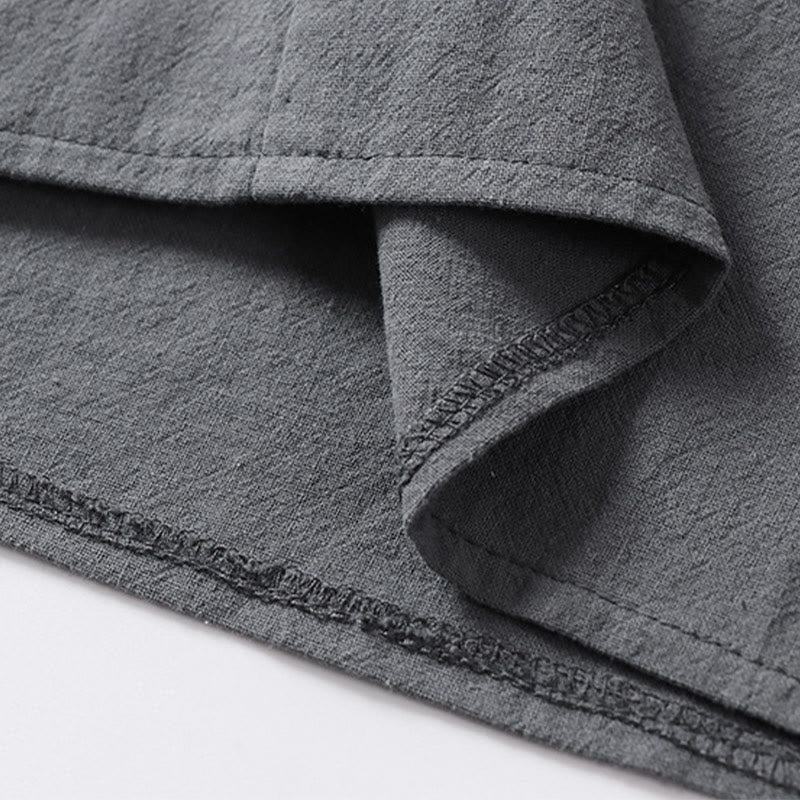 Camisa de algodón para hombre con cuello en V, manga tres cuartos, dos botones y color liso, informal, con Buddha Stones - image 10