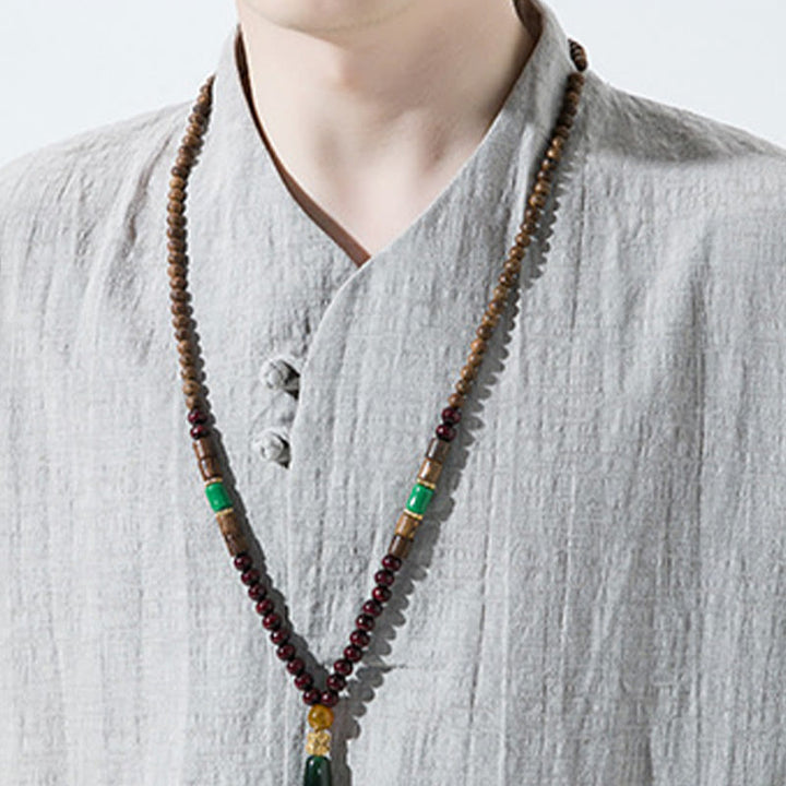 Camisa de lino y algodón con cuello en V, manga tres cuartos y dos botones, informal, de color liso, para hombre con Buddha Stones - image 8