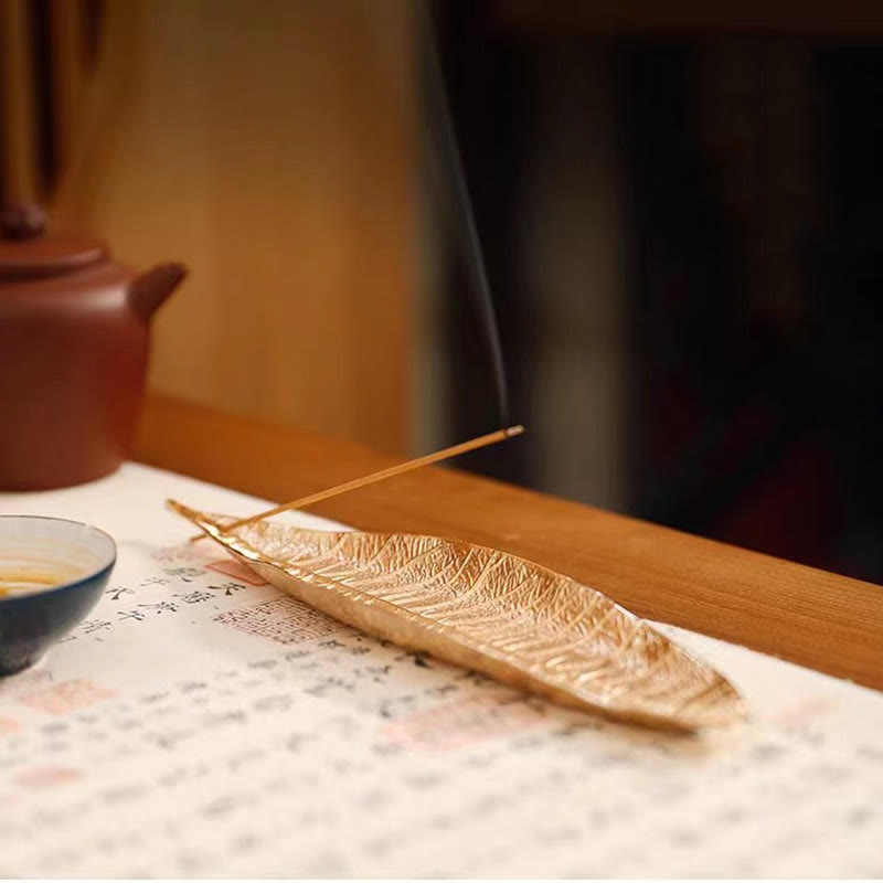 Quemador de incienso curativo con hojas orientales de aleación de Buddha Stones - image 7