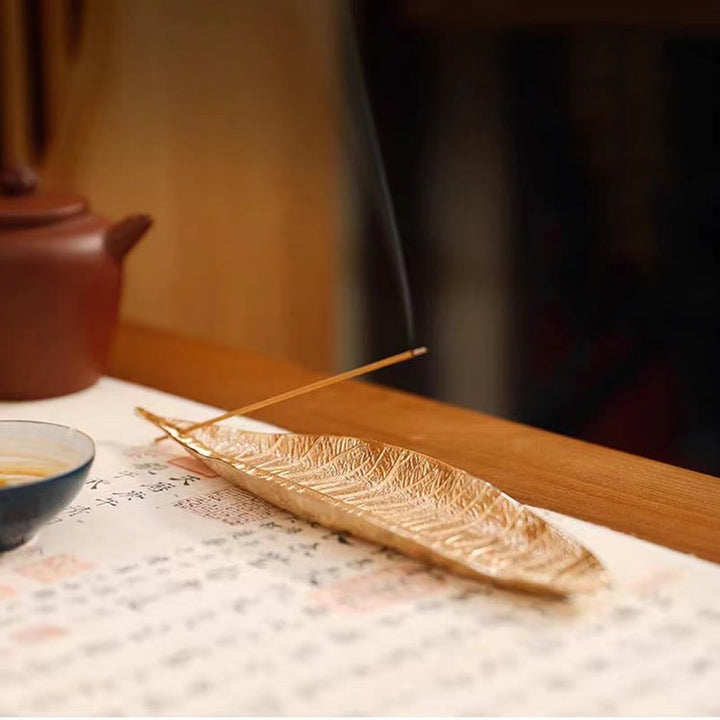 Quemador de incienso curativo con hojas orientales de aleación de Buddha Stones - image 7