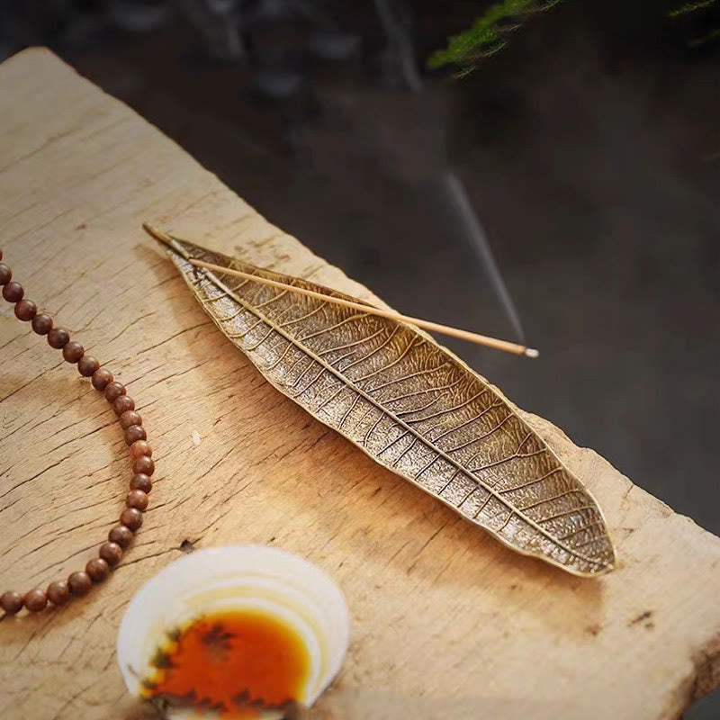 Quemador de incienso curativo con hojas orientales de aleación de Buddha Stones - image 4