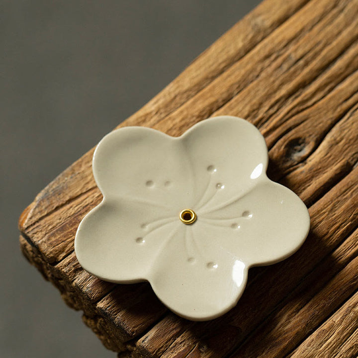 Quemador de incienso de cerámica curativo con Buddha Stones , flor de loto, flor de cerezo, flor de ciruelo y crisantemo - image 5