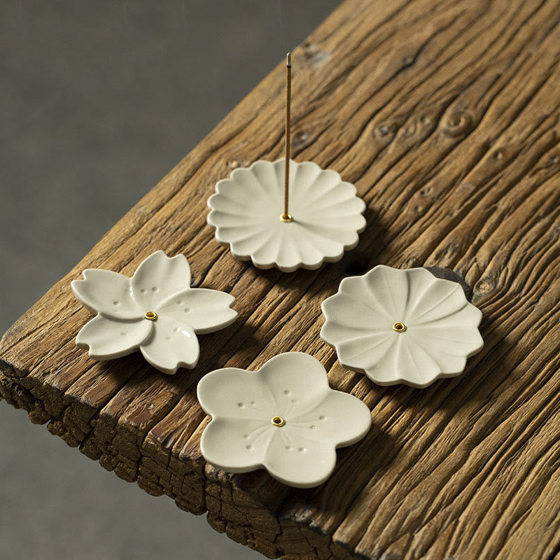 Quemador de incienso de cerámica curativo con Buddha Stones , flor de loto, flor de cerezo, flor de ciruelo y crisantemo - image 13