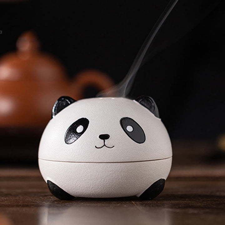 Quemador de incienso de cerámica curativo con forma de panda y Buddha Stones para decoración de escritorio