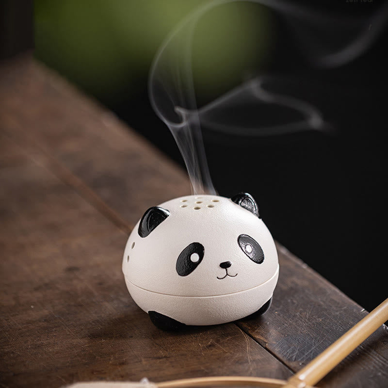 Quemador de incienso de cerámica curativo con forma de panda y Buddha Stones para decoración de escritorio