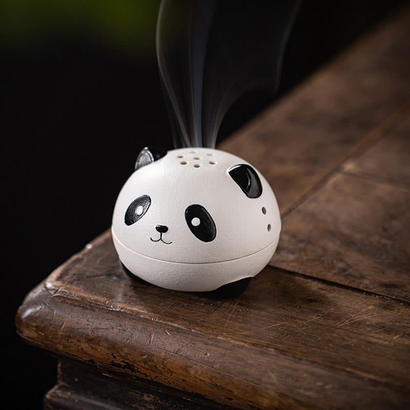 Quemador de incienso de cerámica curativo con forma de panda y Buddha Stones para decoración de escritorio
