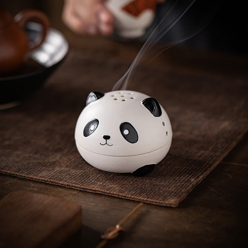 Quemador de incienso de cerámica curativo con forma de panda y Buddha Stones para decoración de escritorio