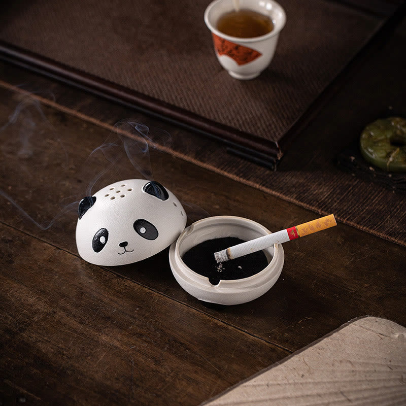 Quemador de incienso de cerámica curativo con forma de panda y Buddha Stones para decoración de escritorio