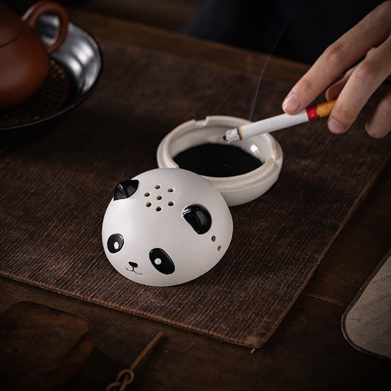 Quemador de incienso de cerámica curativo con forma de panda y Buddha Stones para decoración de escritorio