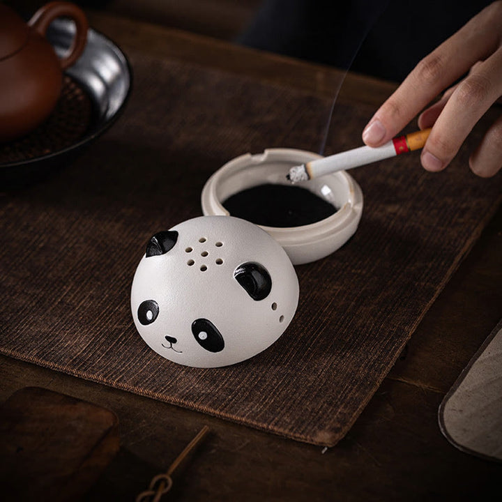 Quemador de incienso de cerámica curativo con forma de panda y Buddha Stones para decoración de escritorio