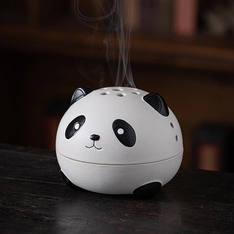 Quemador de incienso de cerámica curativo con forma de panda y Buddha Stones para decoración de escritorio