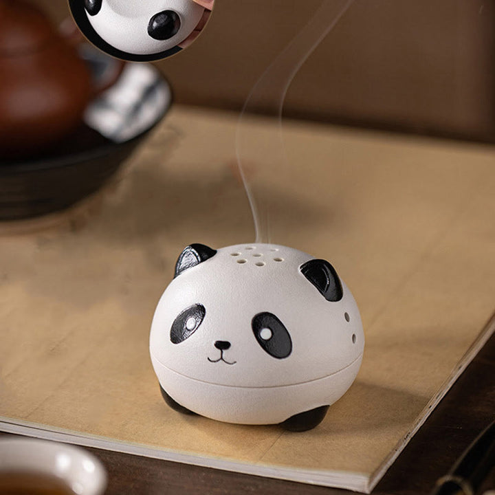 Quemador de incienso de cerámica curativo con forma de panda y Buddha Stones para decoración de escritorio