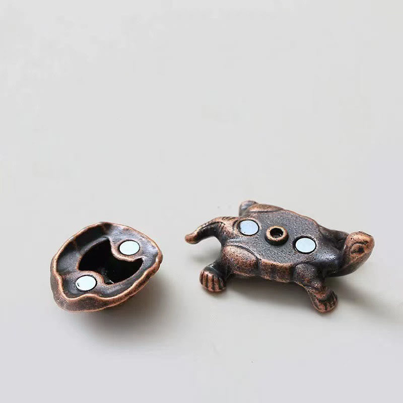 Quemador de incienso curativo con forma de tortuga y caracol de aleación de Buddha Stones, decoración de escritorio