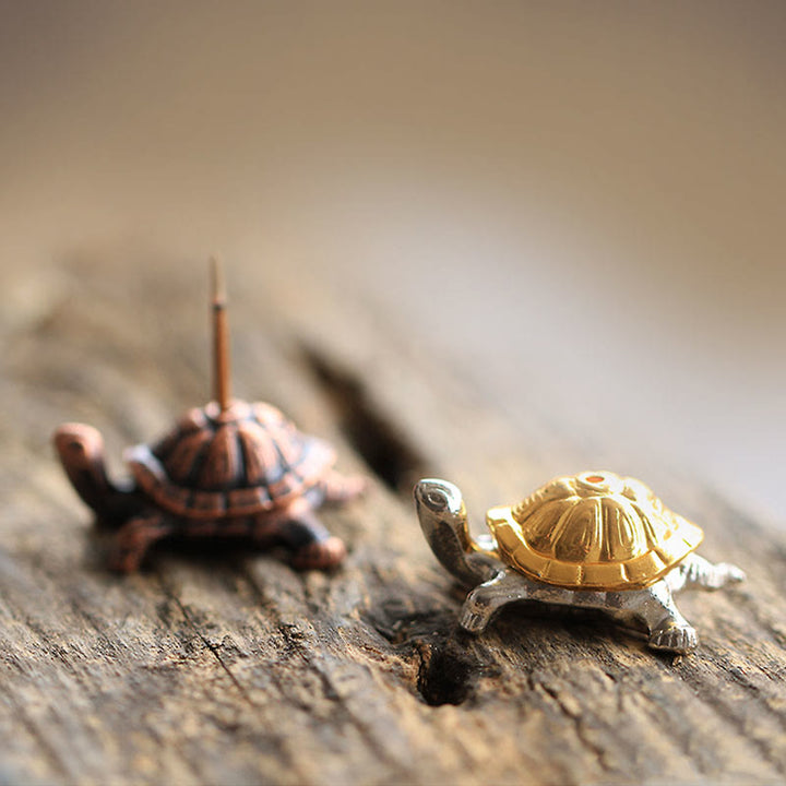 Quemador de incienso curativo con forma de tortuga y caracol de aleación de Buddha Stones, decoración de escritorio