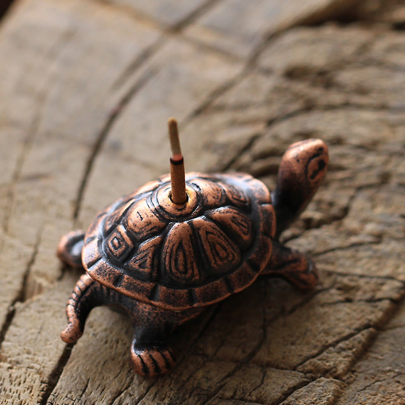 Quemador de incienso curativo con forma de tortuga y caracol de aleación de Buddha Stones, decoración de escritorio
