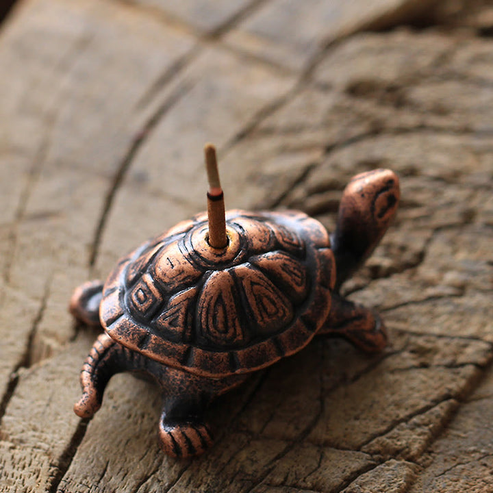 Quemador de incienso curativo con forma de tortuga y caracol de aleación de Buddha Stones, decoración de escritorio