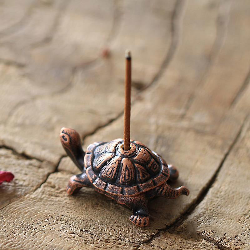 Quemador de incienso curativo con forma de tortuga y caracol de aleación de Buddha Stones, decoración de escritorio
