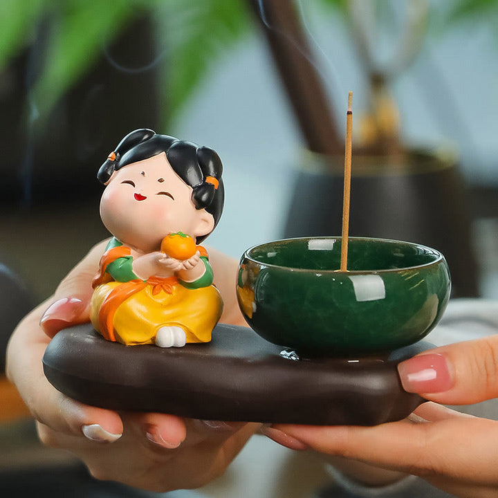 Quemador de incienso de cerámica para decoración de escritorio con Buddha Stones de la dinastía Tang para curación de alimentos