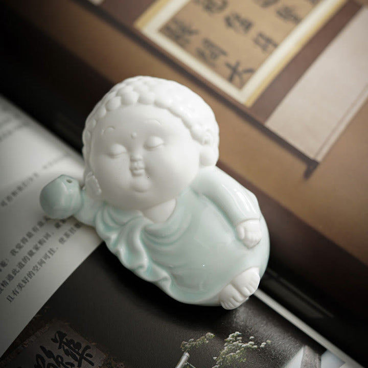 Quemador de incienso de cerámica para decoración de escritorio, con Buddha Stones , sentado, de pie y reclinado