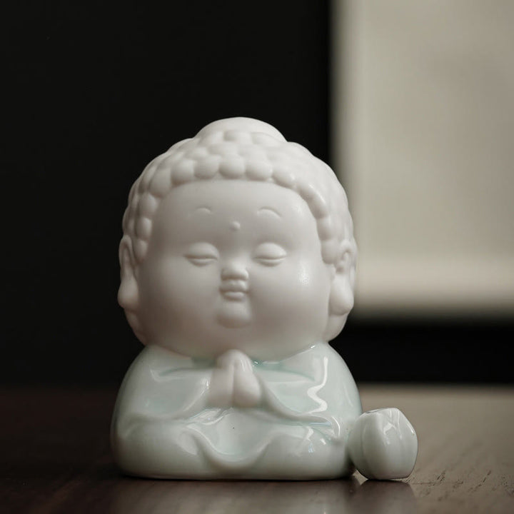 Quemador de incienso de cerámica para decoración de escritorio, con Buddha Stones , sentado, de pie y reclinado