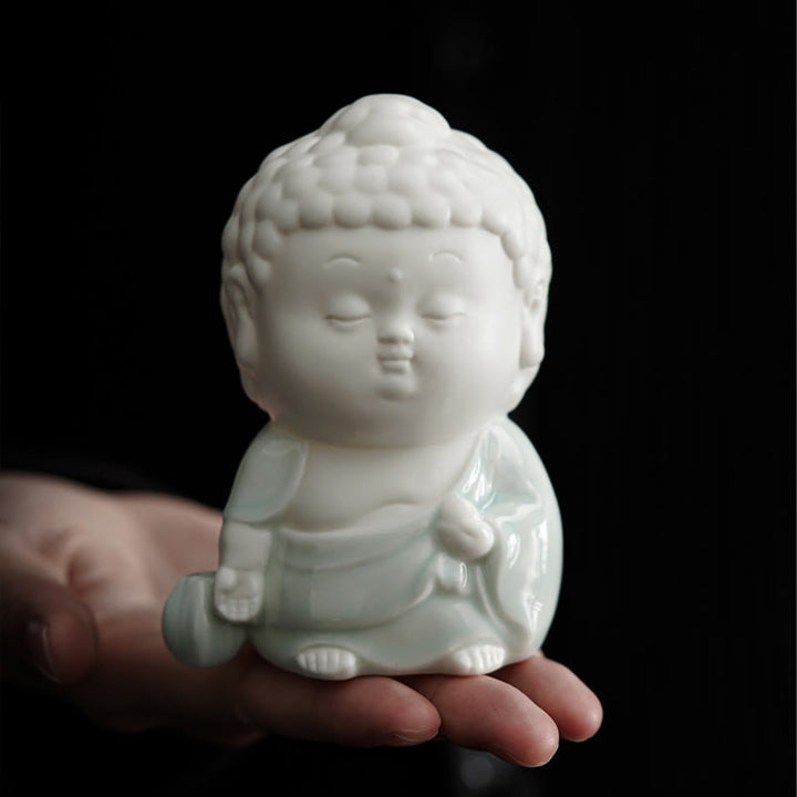 Quemador de incienso de cerámica para decoración de escritorio, con Buddha Stones , sentado, de pie y reclinado