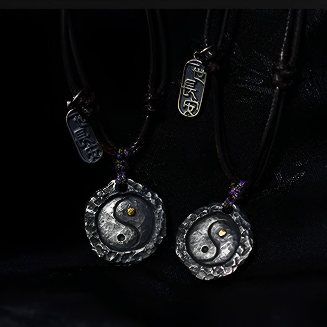Colgante de collar de armonía con diseño de Tai Chi Yin Yang de plata de ley 999 con Buddha Stones