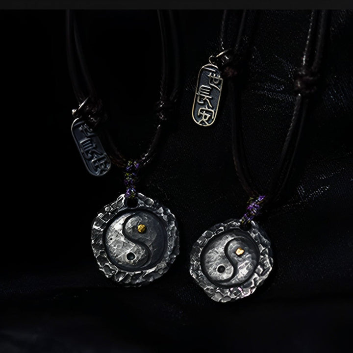 Colgante de collar de armonía con diseño de Tai Chi Yin Yang de plata de ley 999 con Buddha Stones