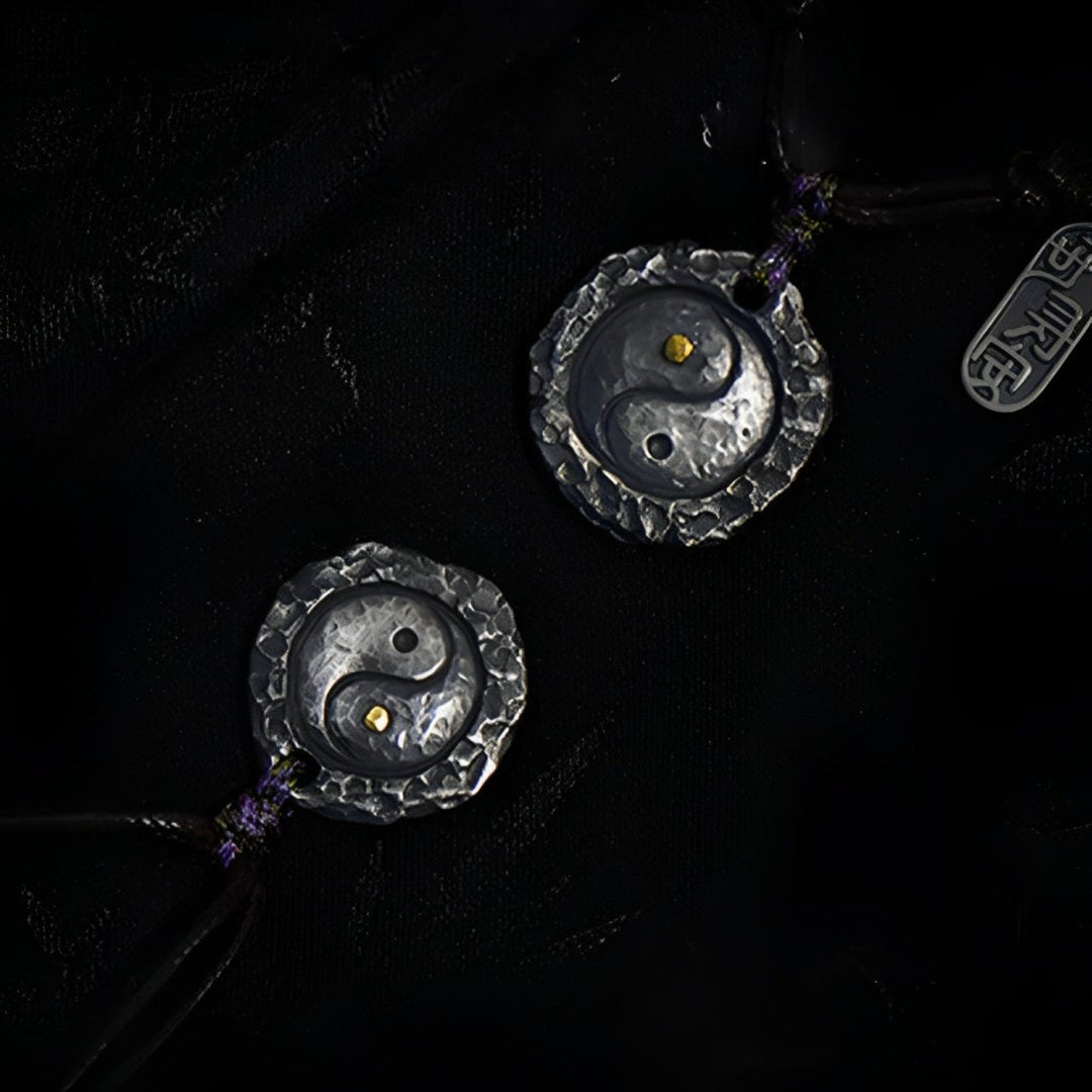 Colgante de collar de armonía con diseño de Tai Chi Yin Yang de plata de ley 999 con Buddha Stones