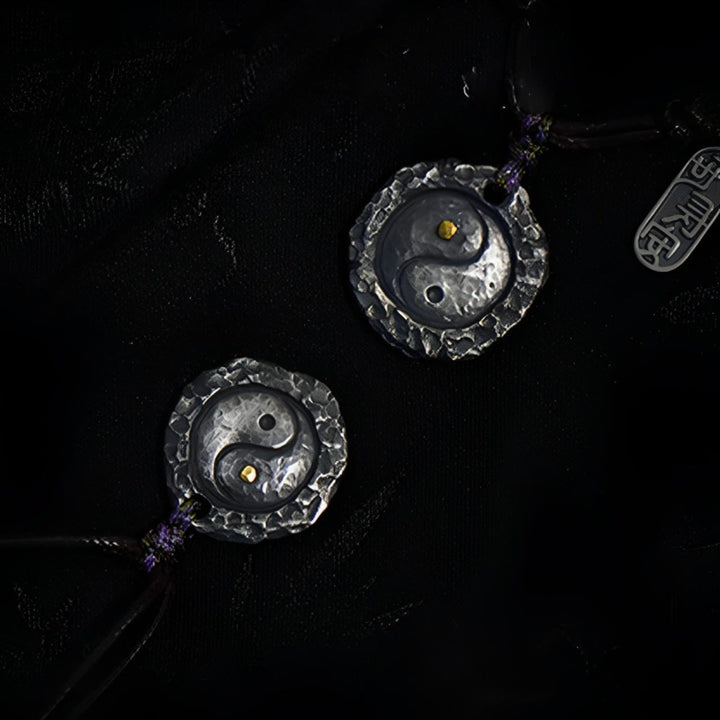 Colgante de collar de armonía con diseño de Tai Chi Yin Yang de plata de ley 999 con Buddha Stones